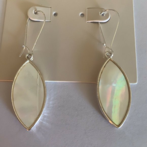 Genuine Mother of Pearl White Drop Earrings - Picture 2 of 4